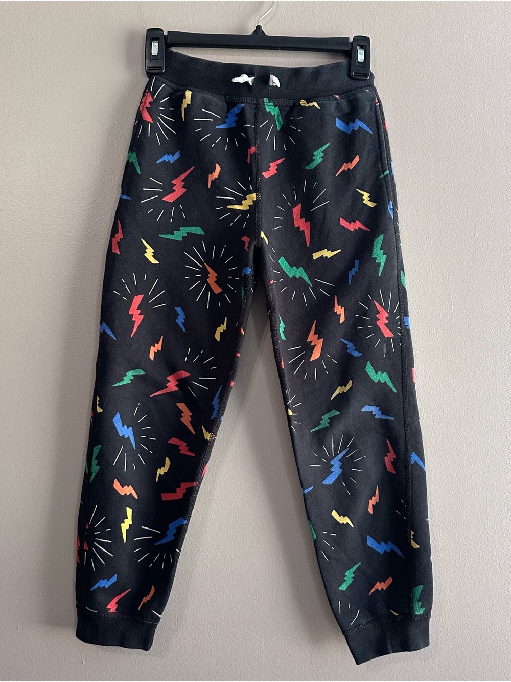 Hanna Andersson Black Multicolor Lightning Bolt Jogger Sweatpants Boys US 8